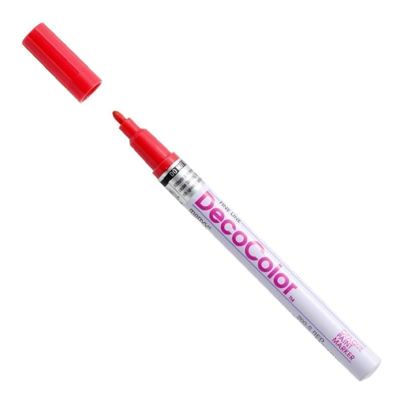Markeris įvairių paviršių dekoravimui Marvy Decocolor Fine 200 Red 1 vnt