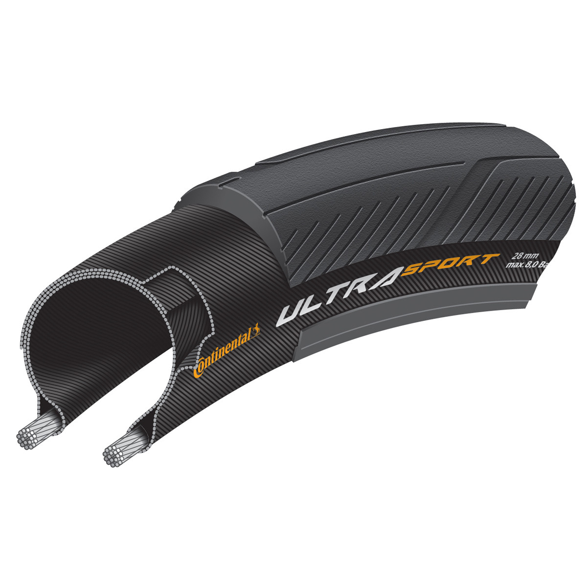 Continental Ultra Sport III 25-622/700x25C Black/Black Wire padanga