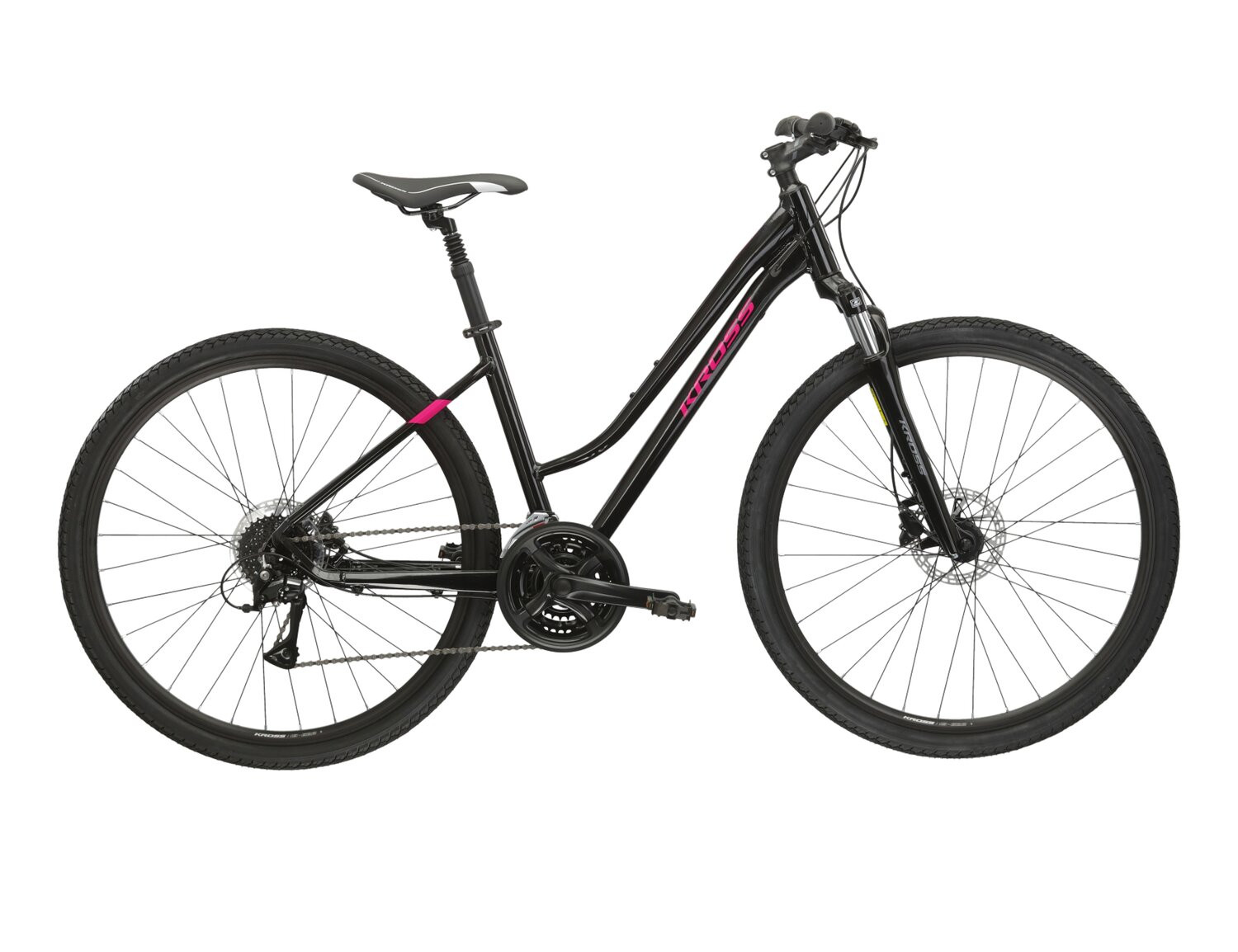 KROSS Evado 40 D bla-ras g moteriškas hibridinis dviratis 28 N