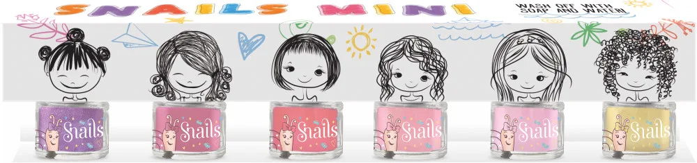 Snails Mini nagų lakų rinkinys 6 vnt - NUPLAUNAMAS nagų lakas