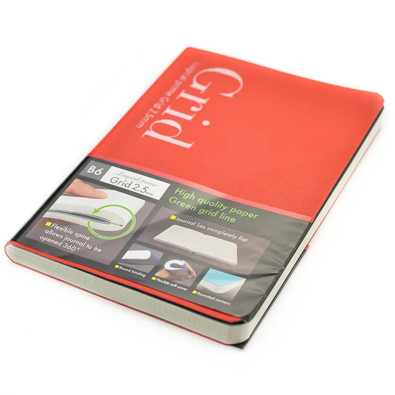 Užrašų knygelė „Logical Prime Grid” B6 langeliais 25 mm-raudona NB601-1