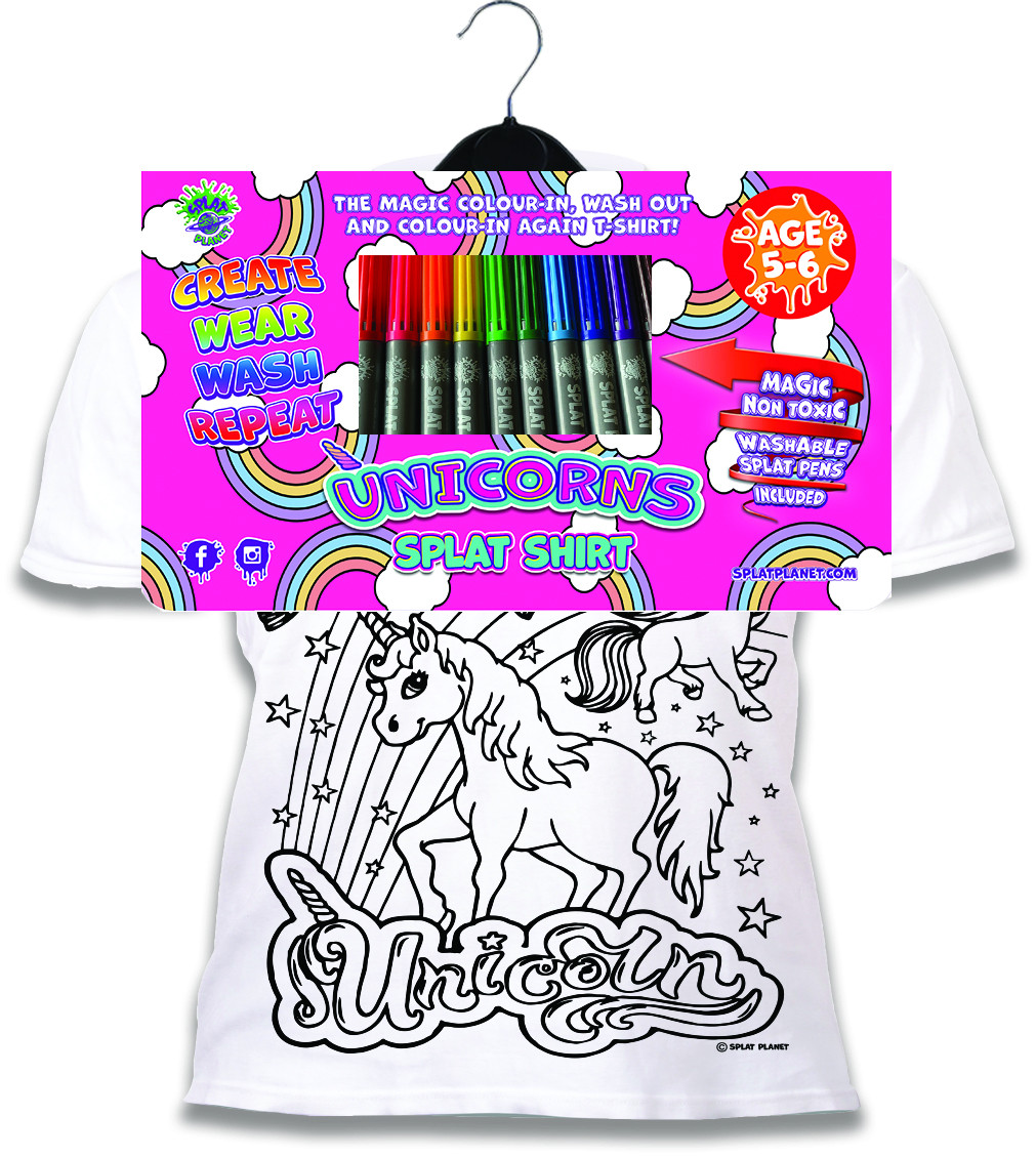 Splat Planet marškinėliai su flomasteriais Vienaragiai