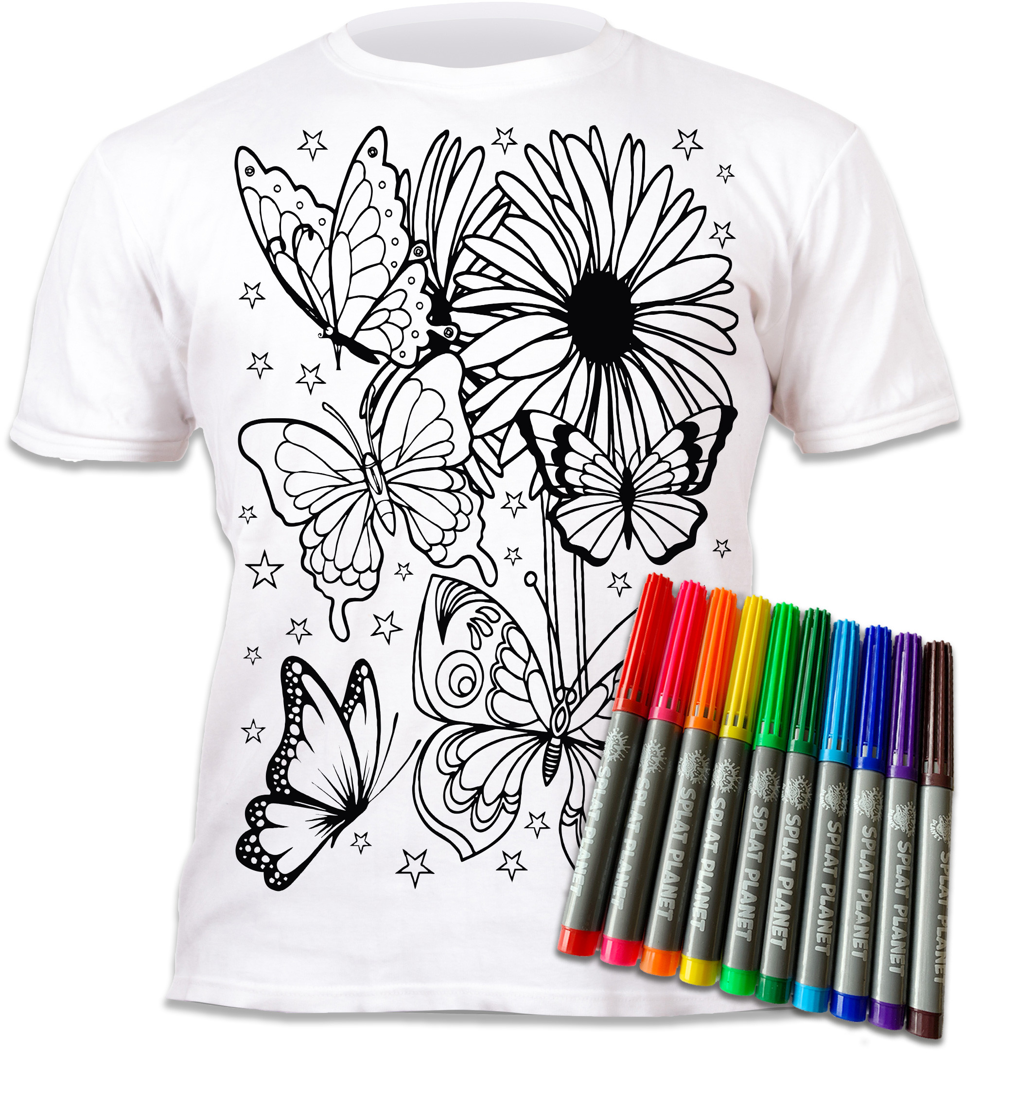 Splat Planet marškinėliai su flomasteriais Drugeliai