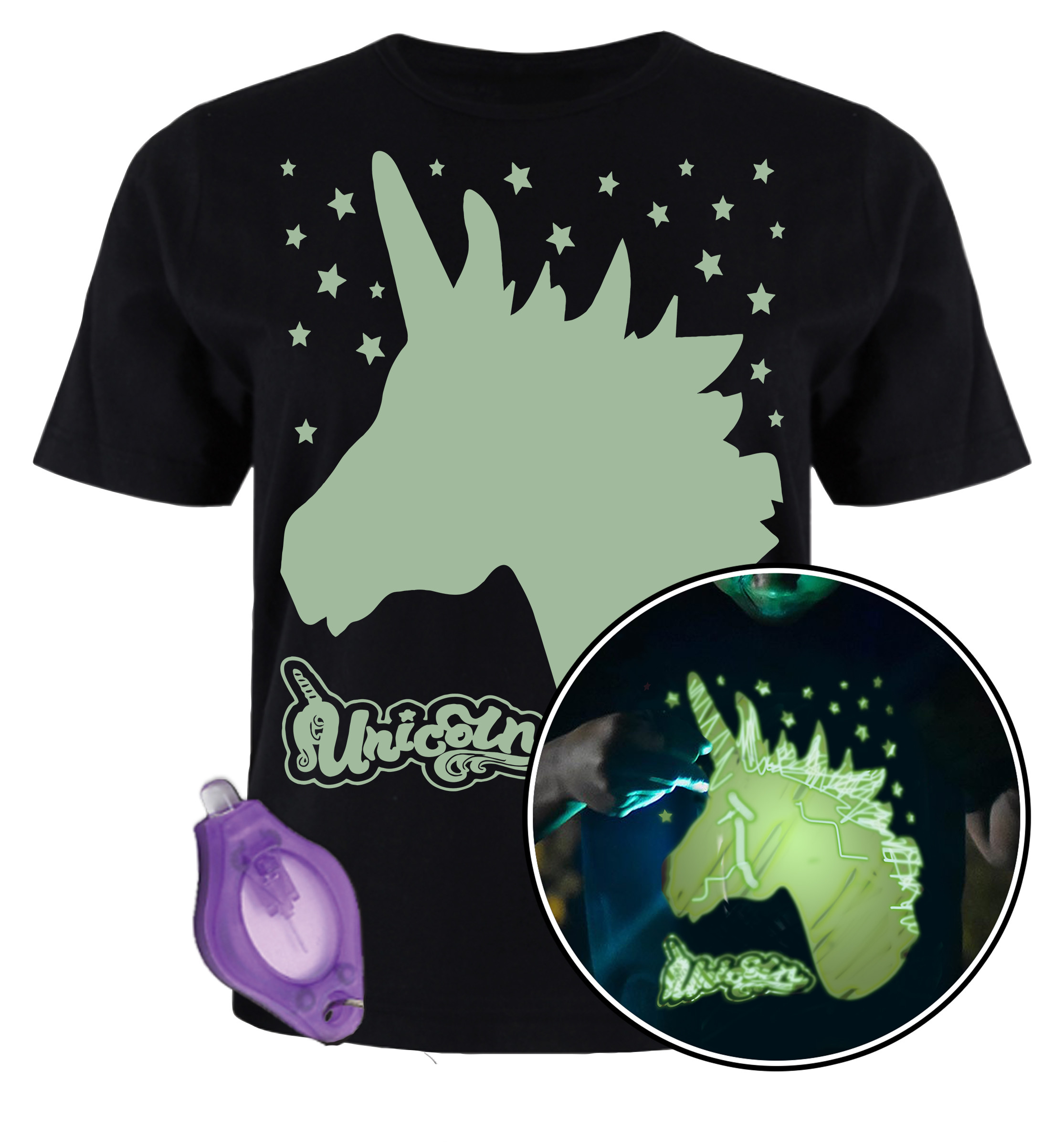 Splat Planet šviečiantys tamsoje marškinėliai Vienaragis