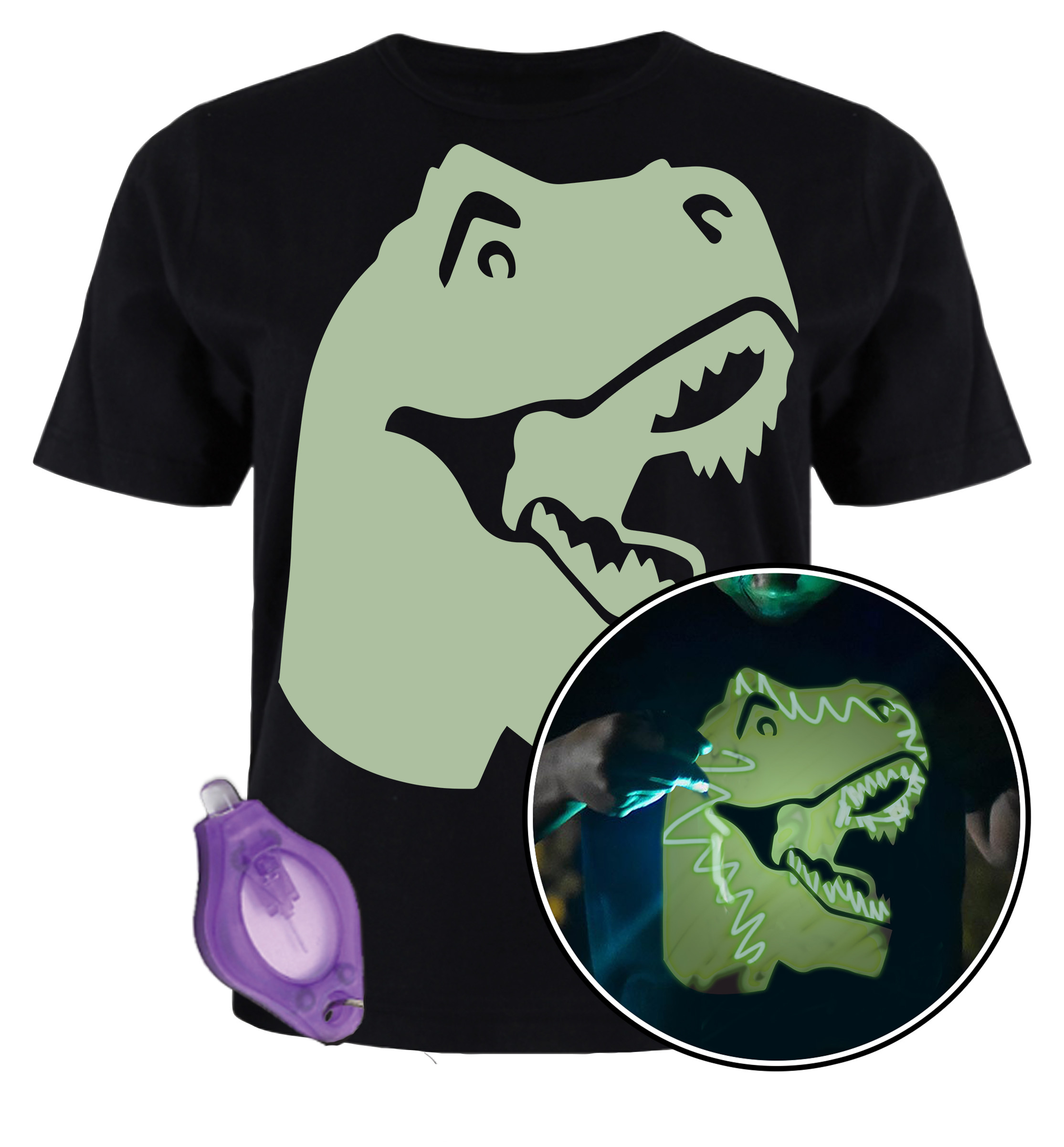 Splat Planet šviečiantys tamsoje marškinėliai Dinozauras