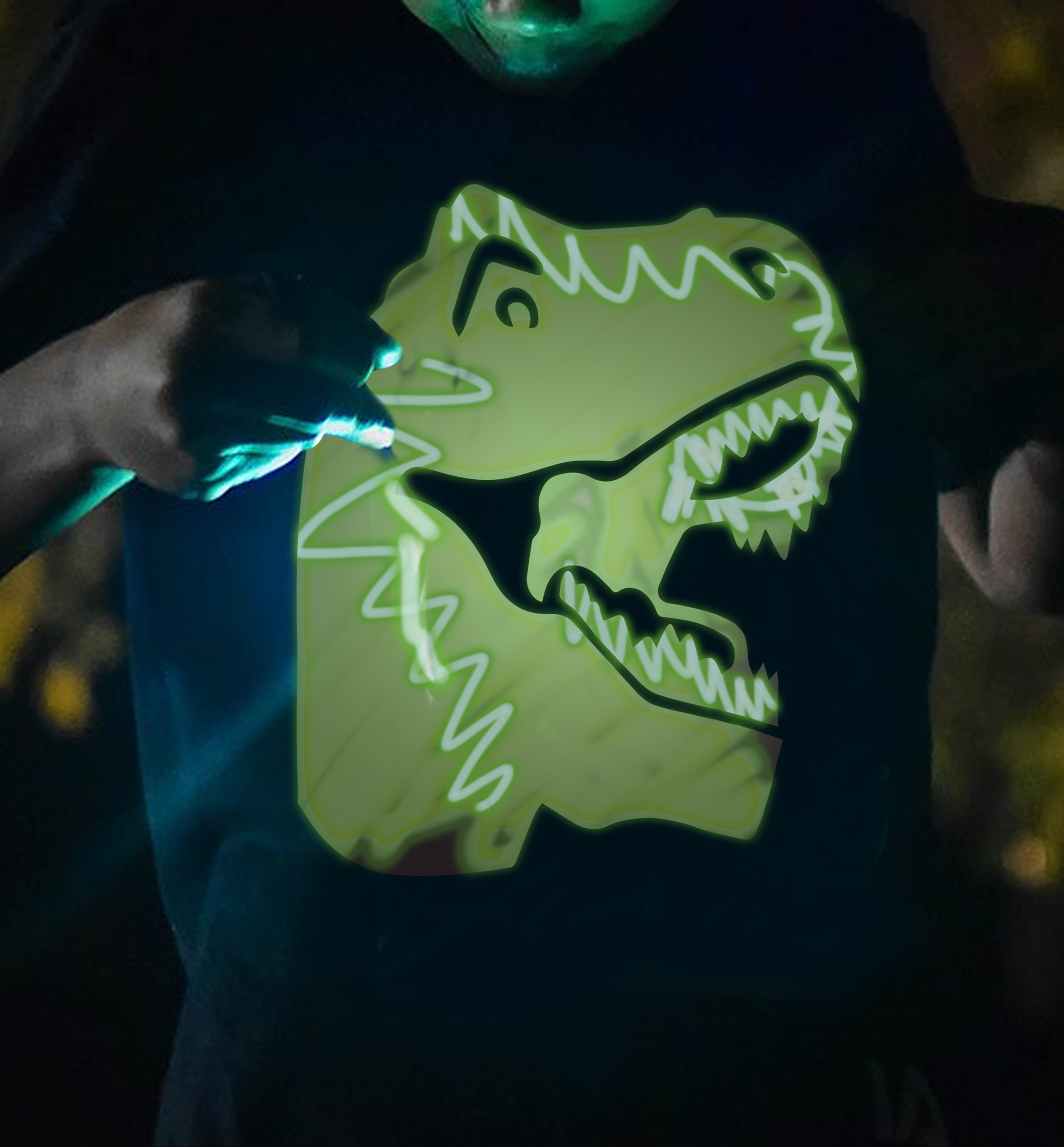 Splat Planet šviečiantys tamsoje marškinėliai Dinozauras