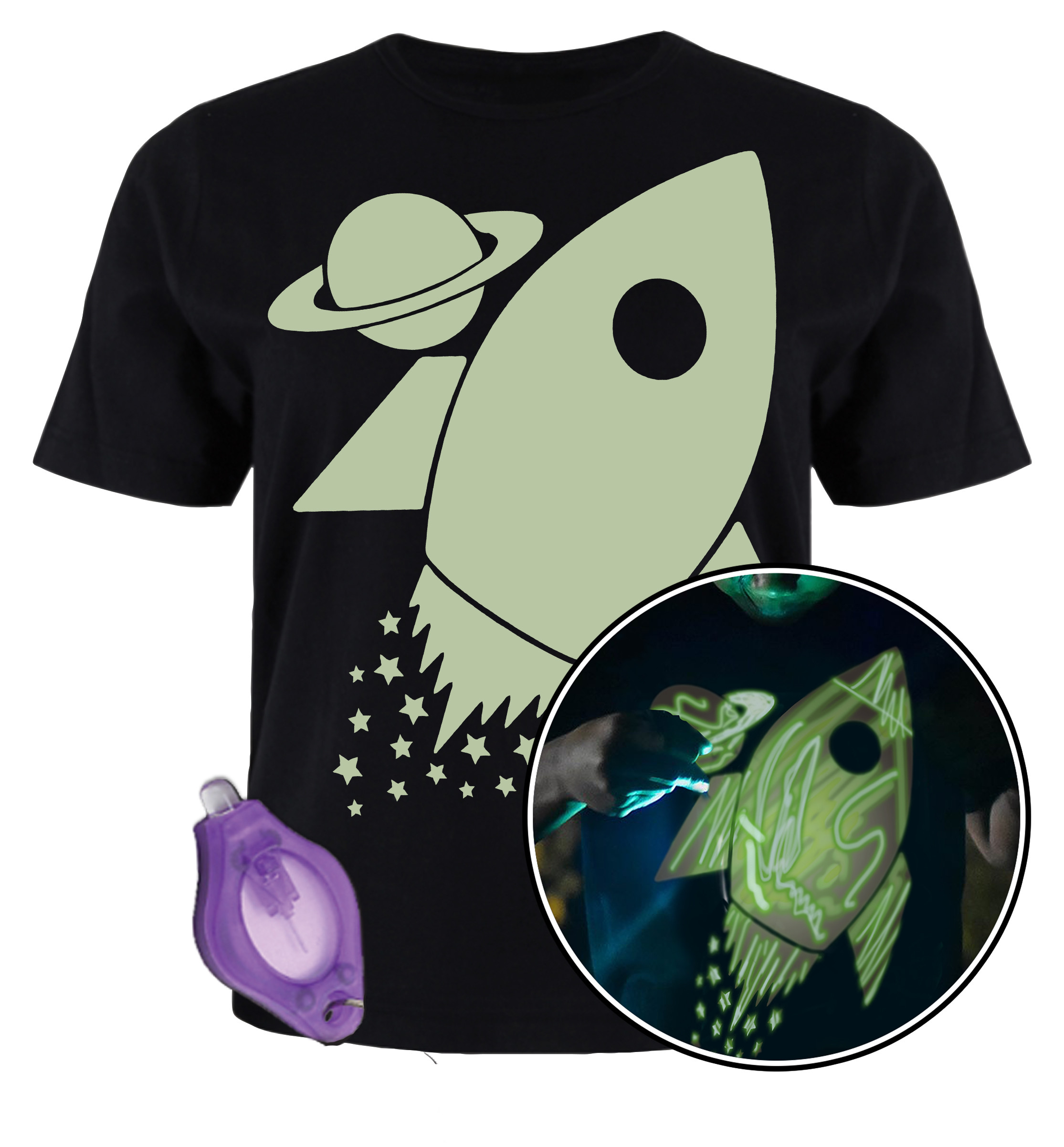 Splat Planet šviečiantys tamsoje marškinėliai Kosmose