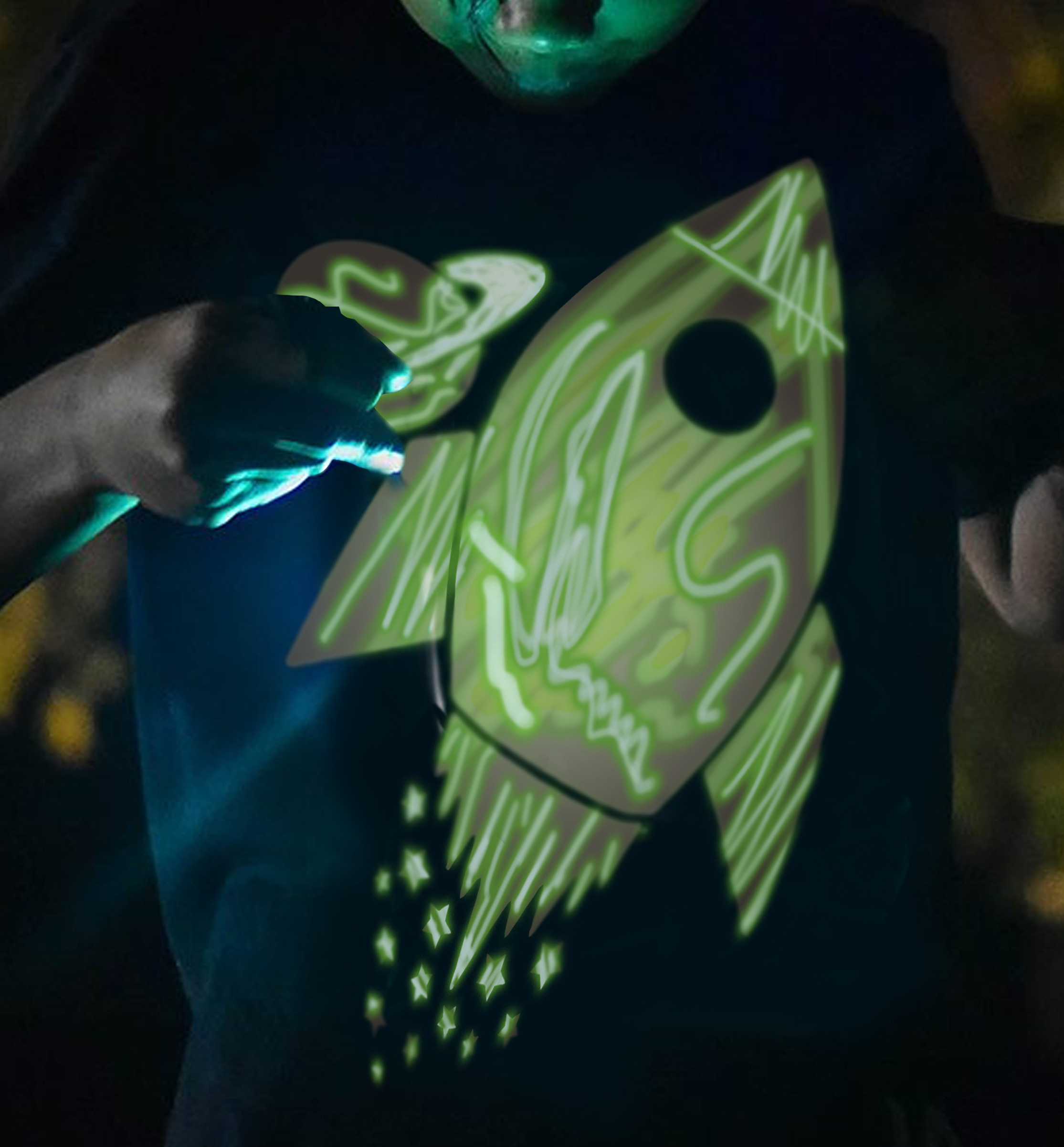 Splat Planet šviečiantys tamsoje marškinėliai Kosmose