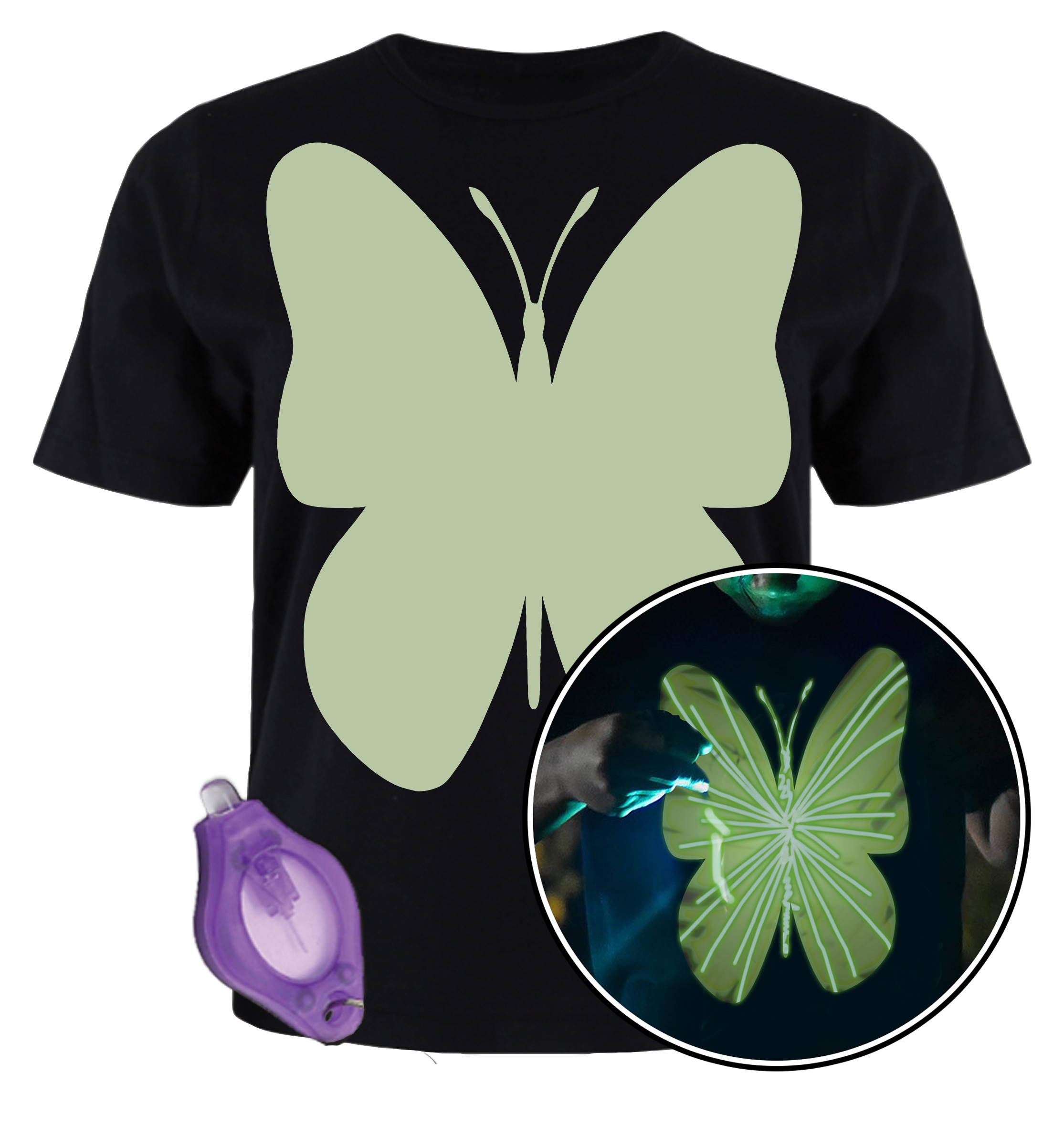 Splat Planet šviečiantys tamsoje marškinėliai Drugelis