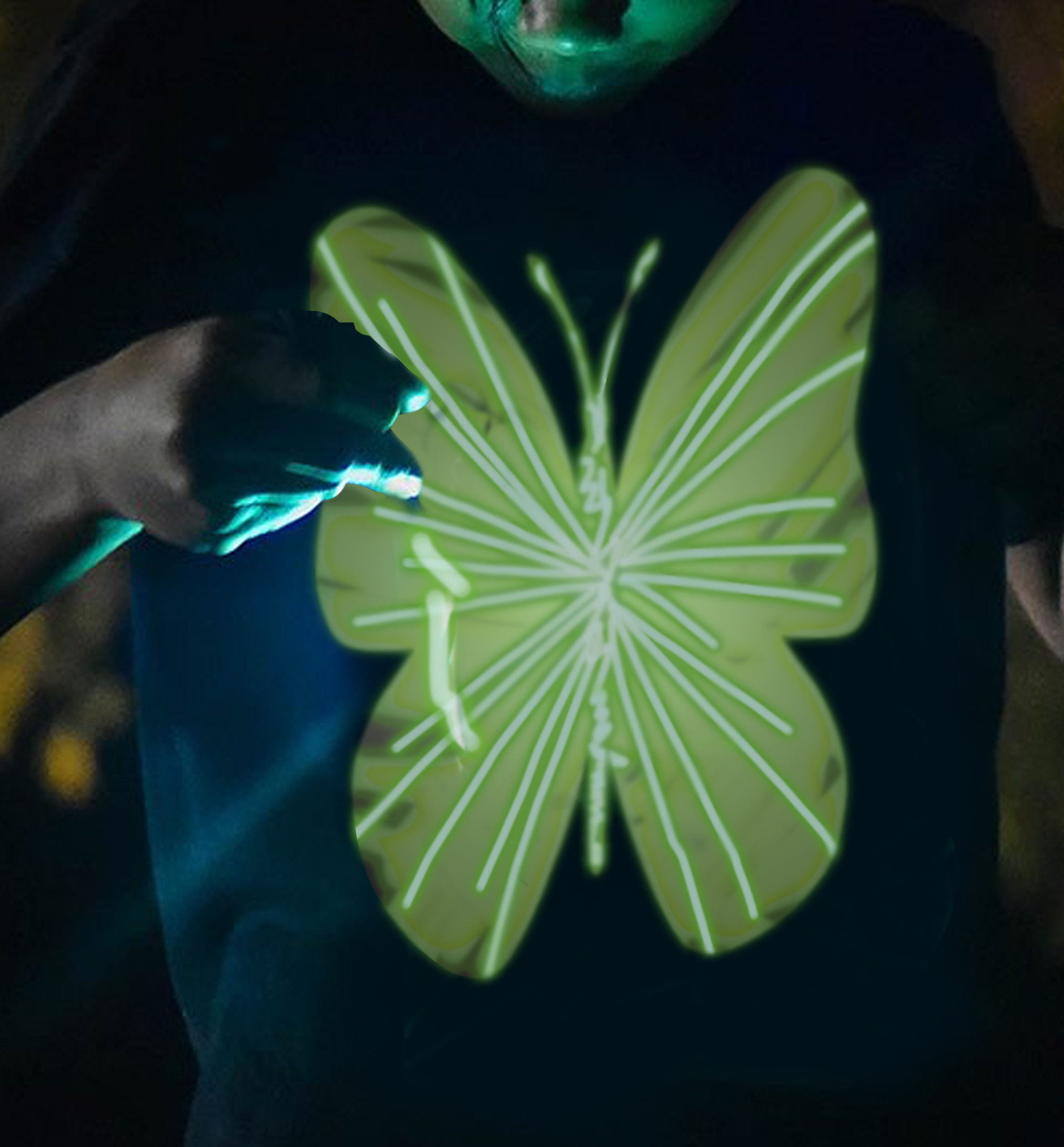 Splat Planet šviečiantys tamsoje marškinėliai Drugelis