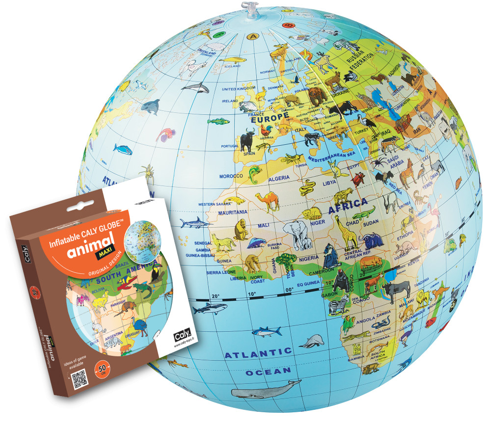 CALY Pripučiamas gaublys-kamuolys Pasaulio gyvūnai 50 cm