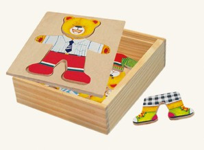 Medinė dėlionė-žaidimas Aprenk meškutį Vilį