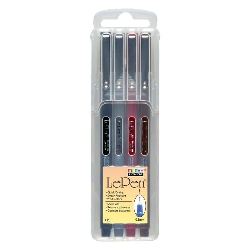 MARVY stilingi rašikliai plonu antgaliu „Le Pen” 4300-4EX Dark 4 spalvos