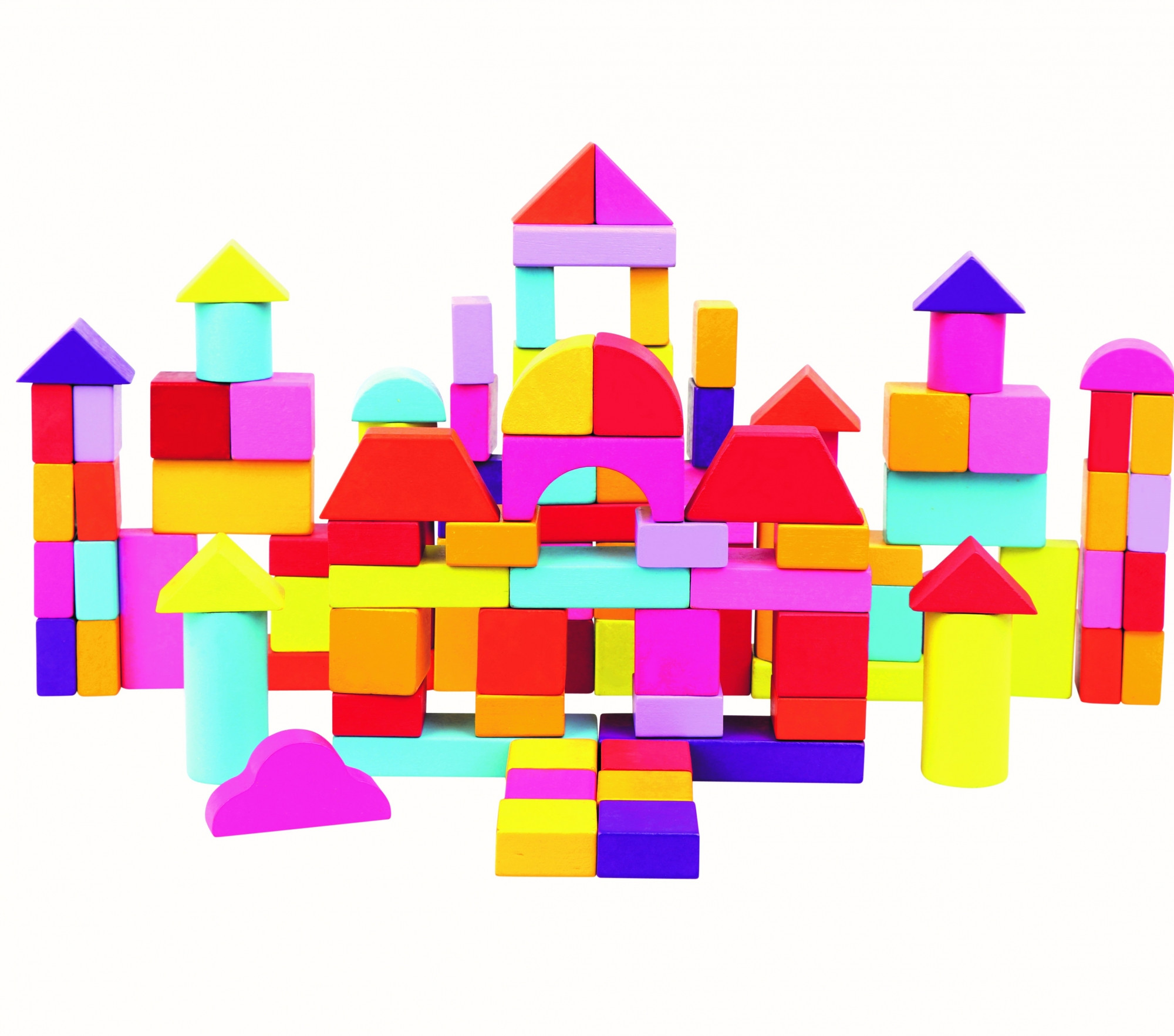 Spalvotos medinės kaladėlės 12 mėn+ 100 vnt