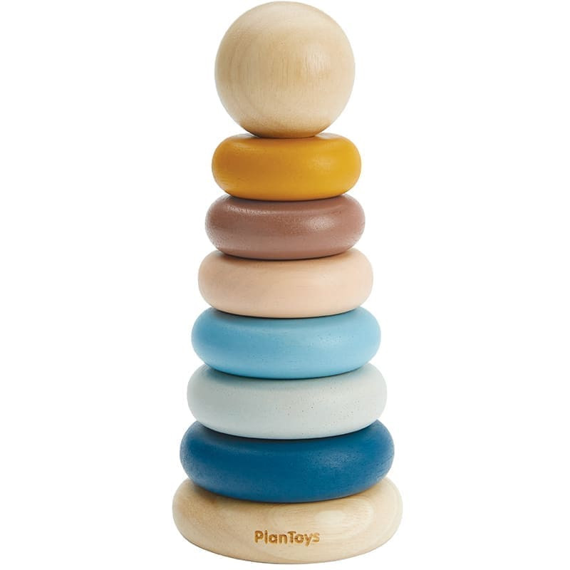 Medinis žaislas piramidė – rūšiuoklis PlanToys sodo spalvos PT5474