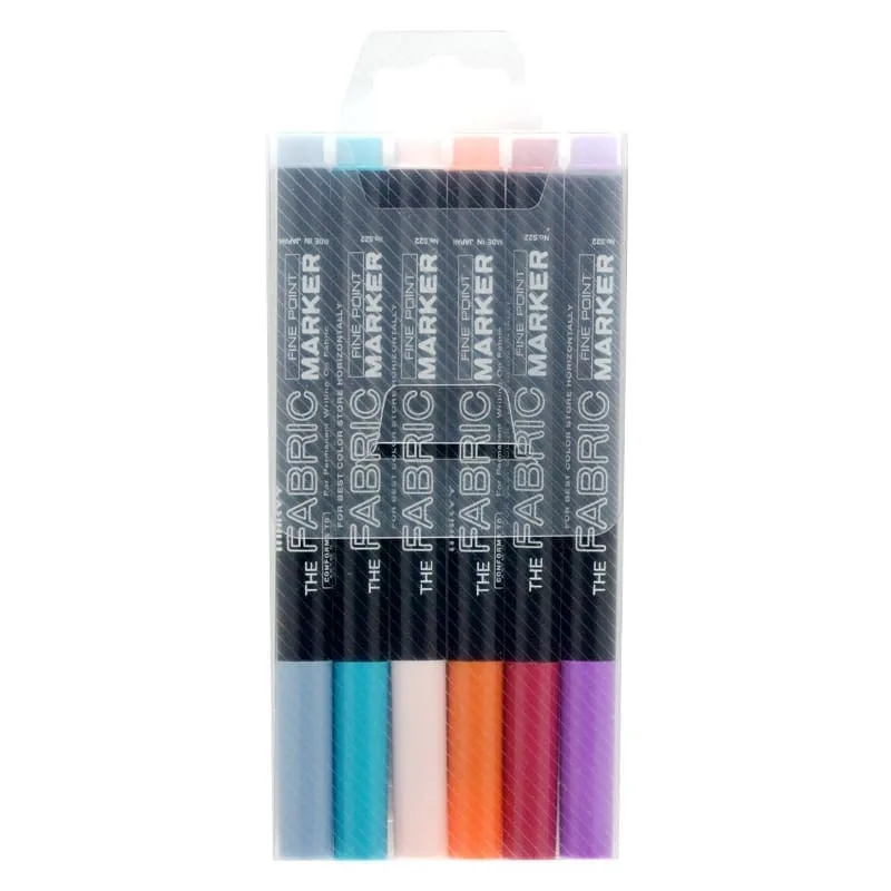 Markeriai tekstilei plonu galiuku Marvy Fabric Marker Fine 522-6B 6 vnt