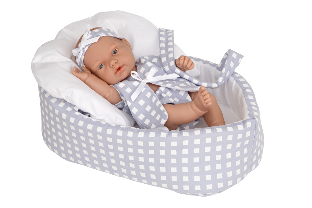 Kūdikėlis languotoje pilkoje nešyklėje 26 cm