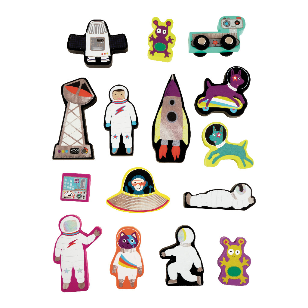 Žaidimo dėžė su medinėmis figūrėlėmis Kosmosas