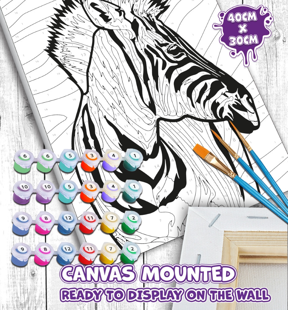 Splat Planet tapyba pagal skaičius ZEBRAS 30x40 cm