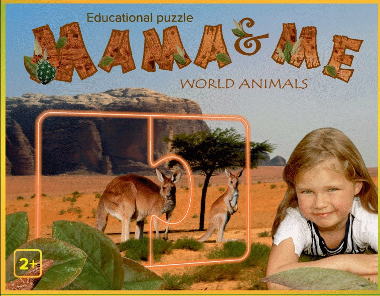 Lavinamoji dėlionė Mama  me World animals  2+