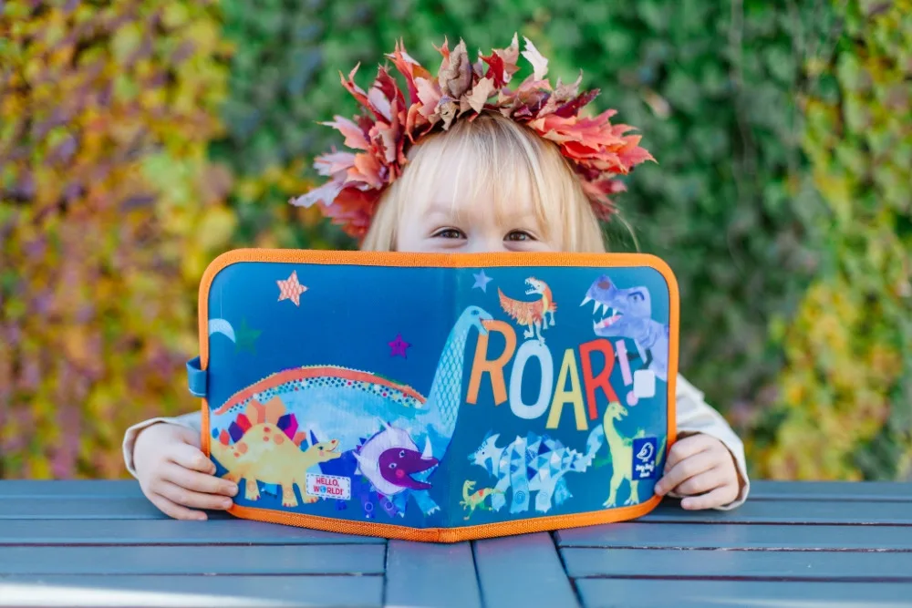 Jaq Jaq Bird piešimo knyga su netepančiomis kreidelėmis Dinozauras