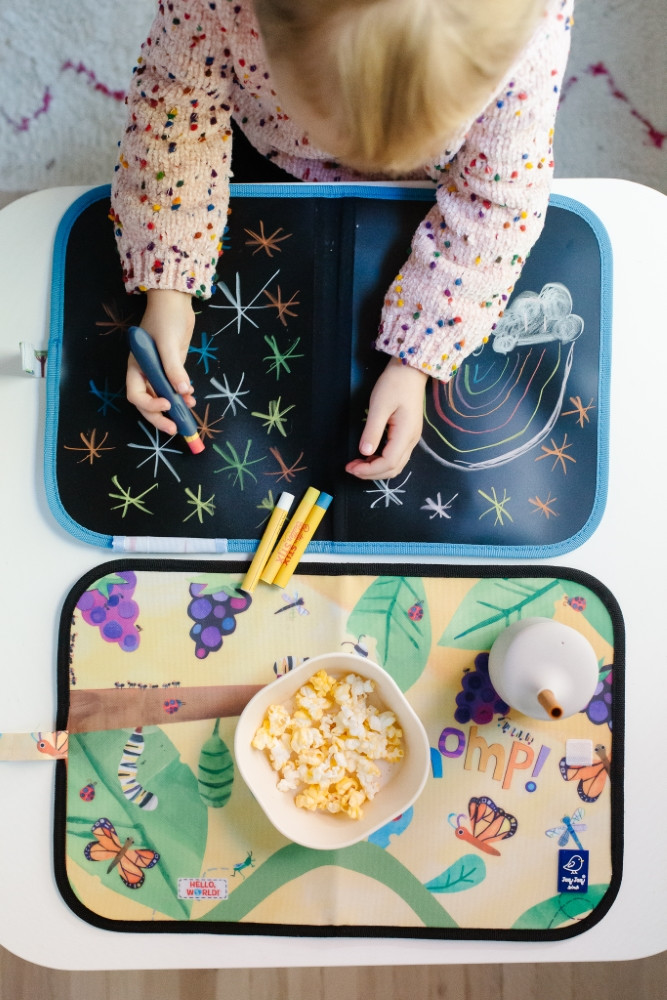 Jaq Jaq Bird piešimo padėklas su netepančiomis kreidelėmis Vabaliukai