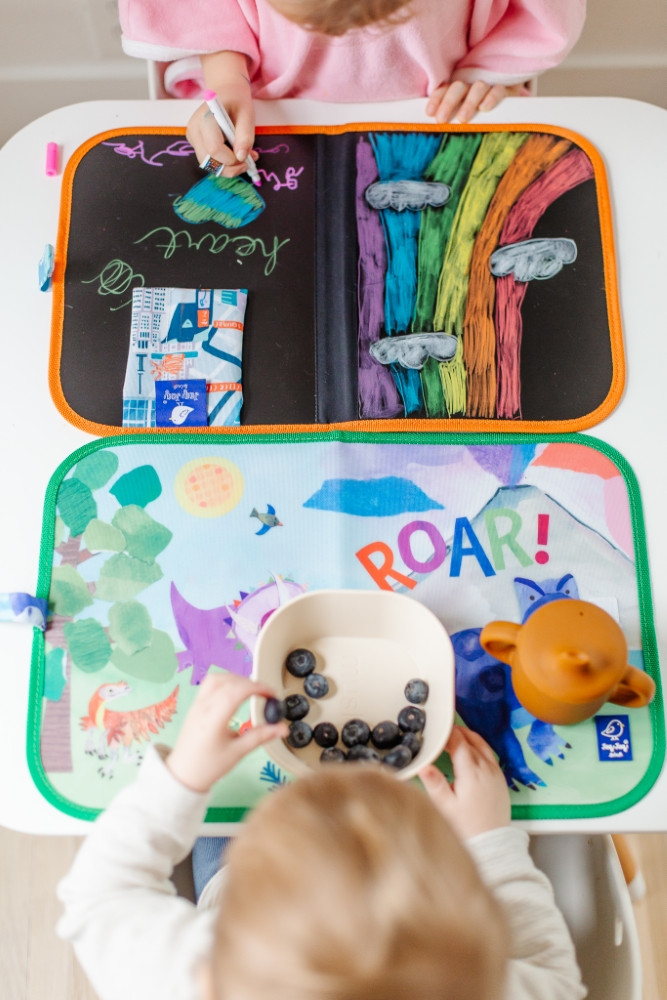 Jaq Jaq Bird piešimo padėklas su netepančiomis kreidelėmis Dinozauras