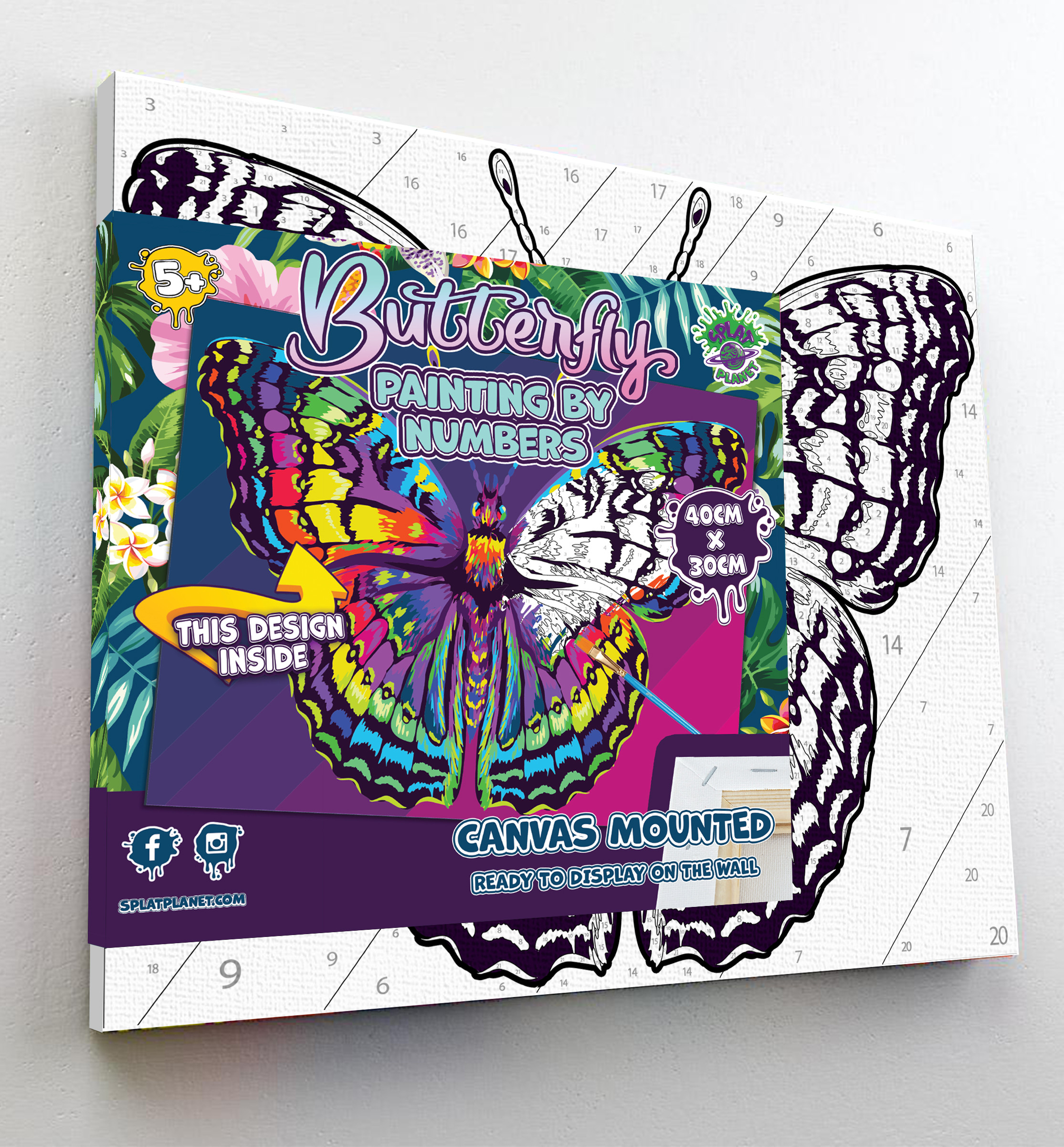 Splat Planet tapyba pagal skaičius DRUGELIS 30x40 cm