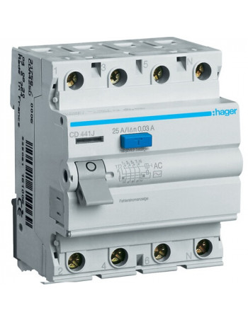 SrovÄs nuotekio relÄ Hager CD441J (AC, 40A, 4P, 30mA, 230V)