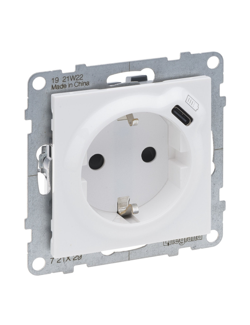 Baltas kiÅ¡tukinis lizdas su Ä¯Å¾eminimu ir USB-C Ä¯kroviklio lizdu Suno Legrand 721129