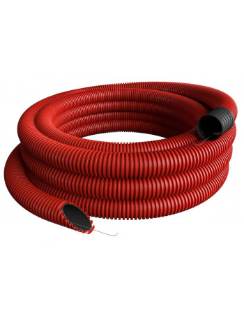 Raudonas gofruotas vamzdis D75 / d61 su viela (be halogenÅ³, 50m) Pipelife