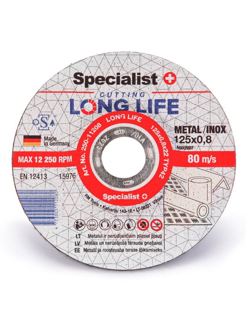SPECIALIST+ metalo pjdiskas LONG LIFE 125x08x22 mm