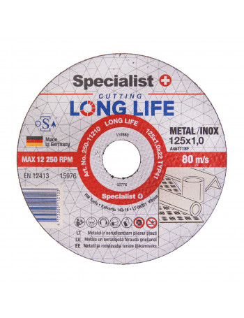 SPECIALIST+ metalo pjdiskas LONG LIFE 125x1x22 mm