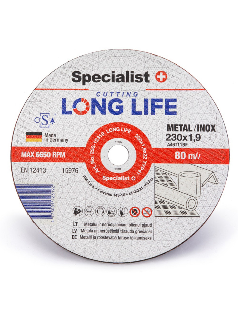 SPECIALIST+ metalo pjdiskas LONG LIFE 230x19x22 mm