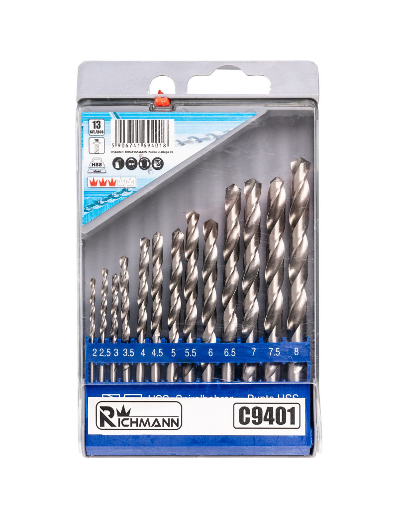 Grąžtų rinkinys 2 - 8 mm 13 vnt