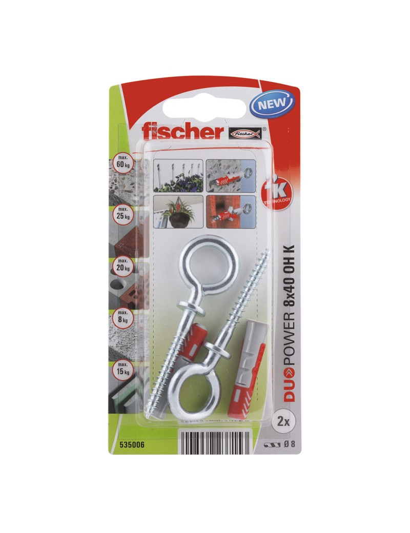 Kaiščiai DUOPOWER su O formos kabliu 8x40 2 vnt