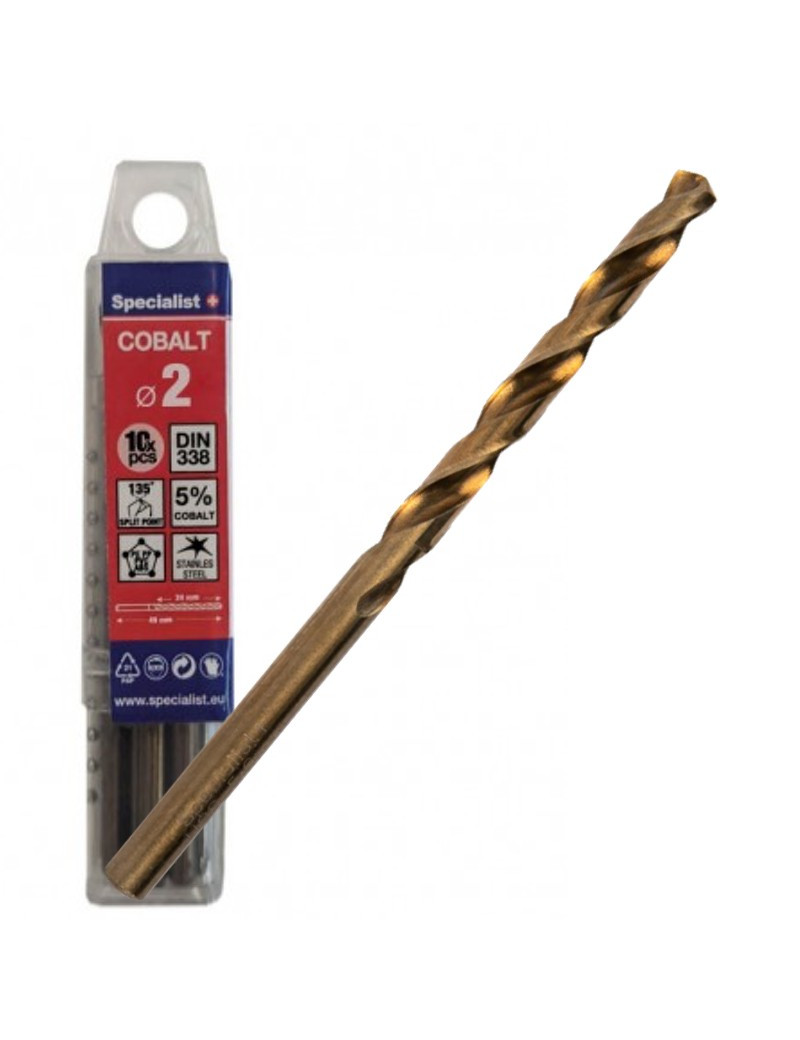 SPECIALIST+ metalo grąžtas COBALT 2 mm 10 vnt