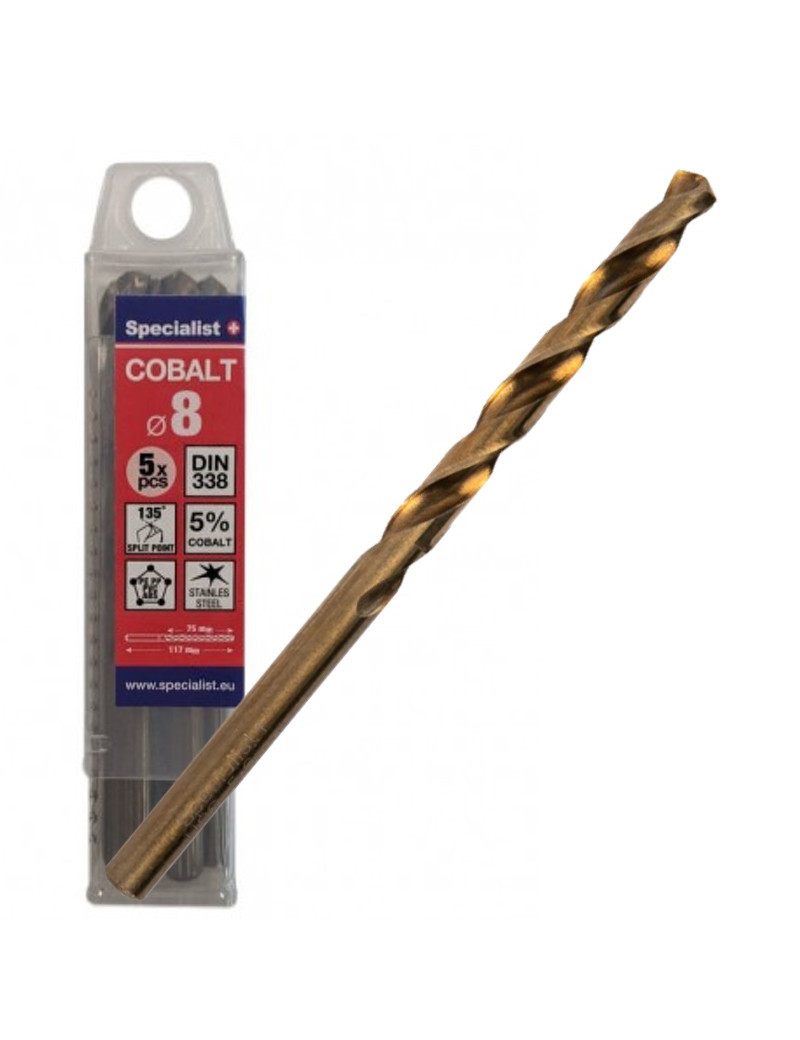 SPECIALIST+ metalo grąžtas COBALT 8 mm 5 vnt