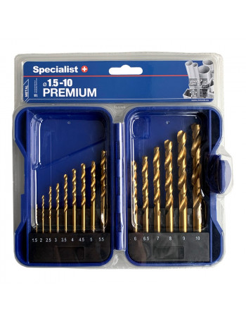 SPECIALIST+ grąžtų rinkinys TITANIUM 15-10 mm 15 vnt