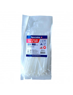 SPECIALIST+ nailon dirželis baltas 25x160 mm 100 vnt