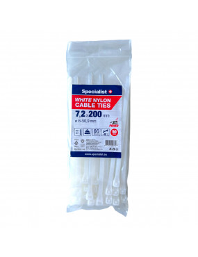 SPECIALIST+ nailon dirželis baltas 72x200 mm 50 vnt