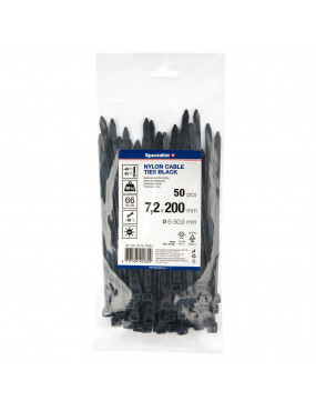 SPECIALIST+ nailon dirželis juodas 72x200 mm 50 vnt
