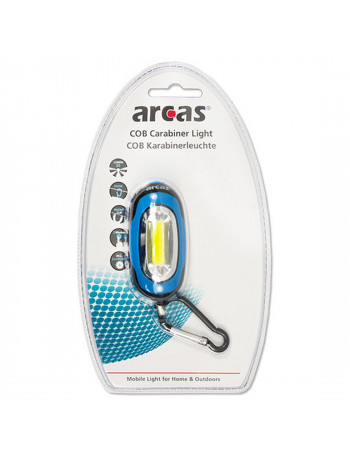Mini žibintuvėlis su karabinu COB LED + 2xCR2032 ARCAS