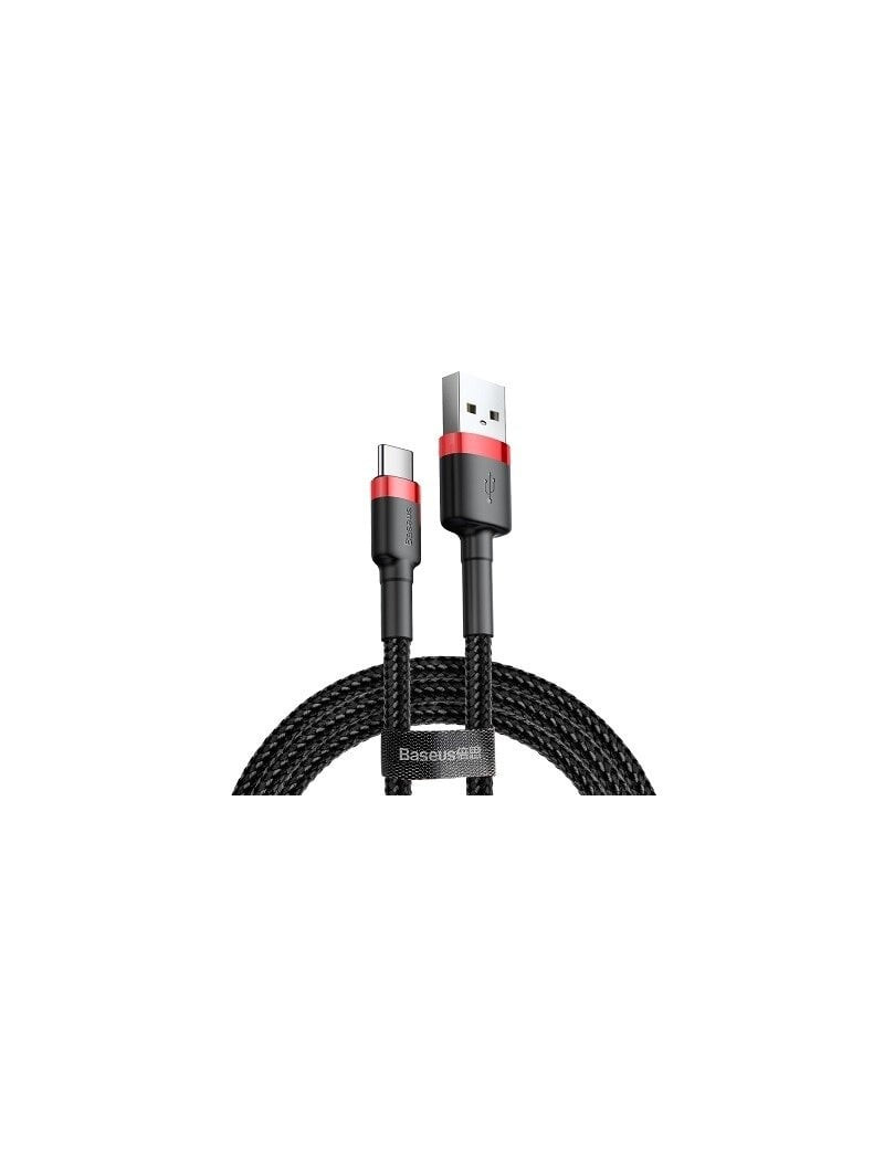 Kabelis USB A - USB C BASEUS CATKLF-B91 (1.0m, QC3.0, nailoninis, raudonas/juodas)