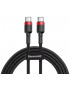 Kabelis USB C - USB C BASEUS CATKLF-G91 (1.0m, QC3.0, nailoninis, raudonas/juodas)