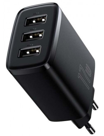 Sieninis Ä¯kroviklis BASEUS CCXJ020101 (17W, 3xUSB, 3.4A, juodas)
