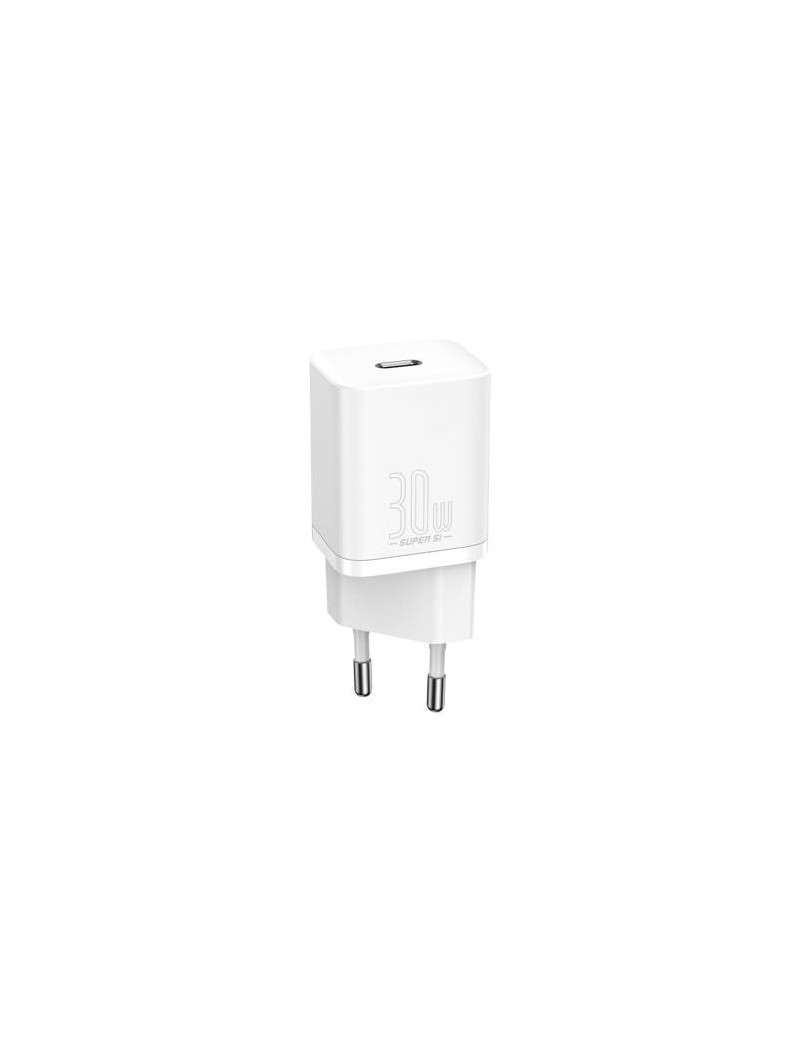 Sieninis Ä¯kroviklis BASEUS CCSUP-J02 (Super Si, 30W, USB-C, QC3.0, PD, baltas)