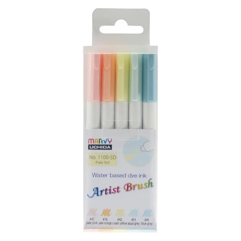 MARVY flomasteriai teptukiniu galiuku Artist Brush 1100-5D Pale 5 vnt