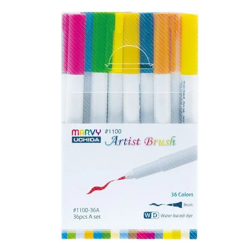 MARVY flomasteriai teptukiniu galiuku Artist Brush 1100-36A 36vnt