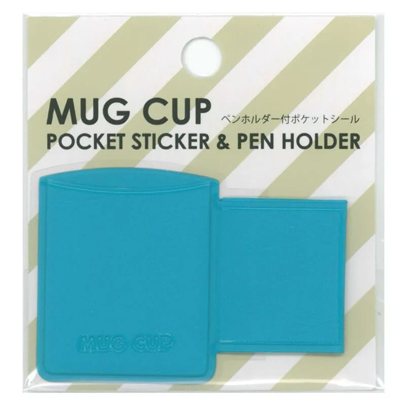 Prilimpantis rašiklio laikiklis su kišenėle Mug Cup S-mėlynas DMS-SB